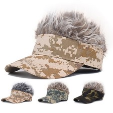 Golf Baseball Hat with Fake Hair Cap Men Sun Visor Toupee Hats Spiky Wig Hat
