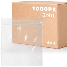 4" X 4" 1000 Count Clear Zipper Lock Bags Plastic Storage Packaging Baggies