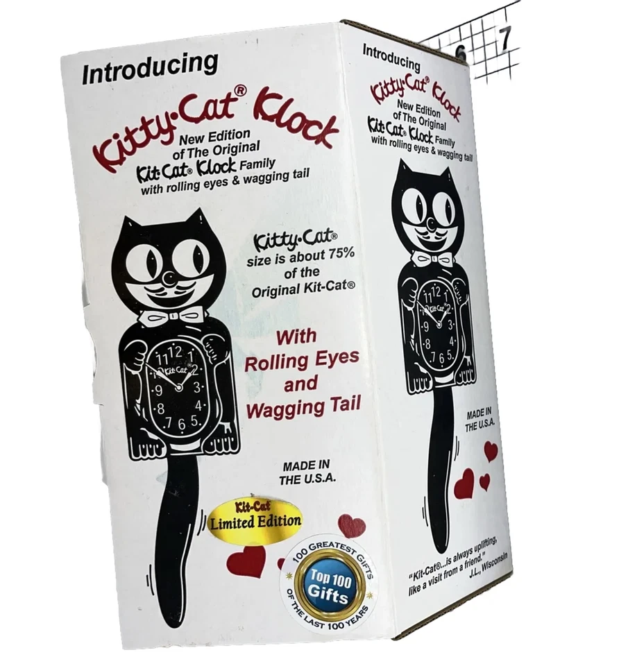 Kitty-cat Pink Clock with Tail Small Kitty Cat Clock USA HTF Limited Edition - Image 2 of 4