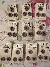 Vintage Lot 10 Purple Lansing Buttons Orig Cards #9108 24 5/8” & 9109 30 3/4”