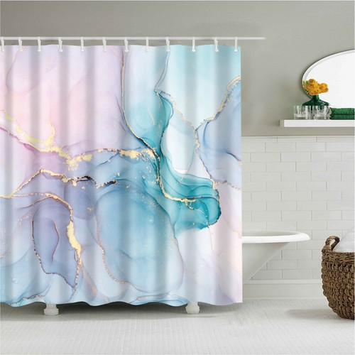 Waterproof Polyester Fabric Bathroom Shower Curtain With Ring Hooks 180 X 180 cm - Picture 18 of 60