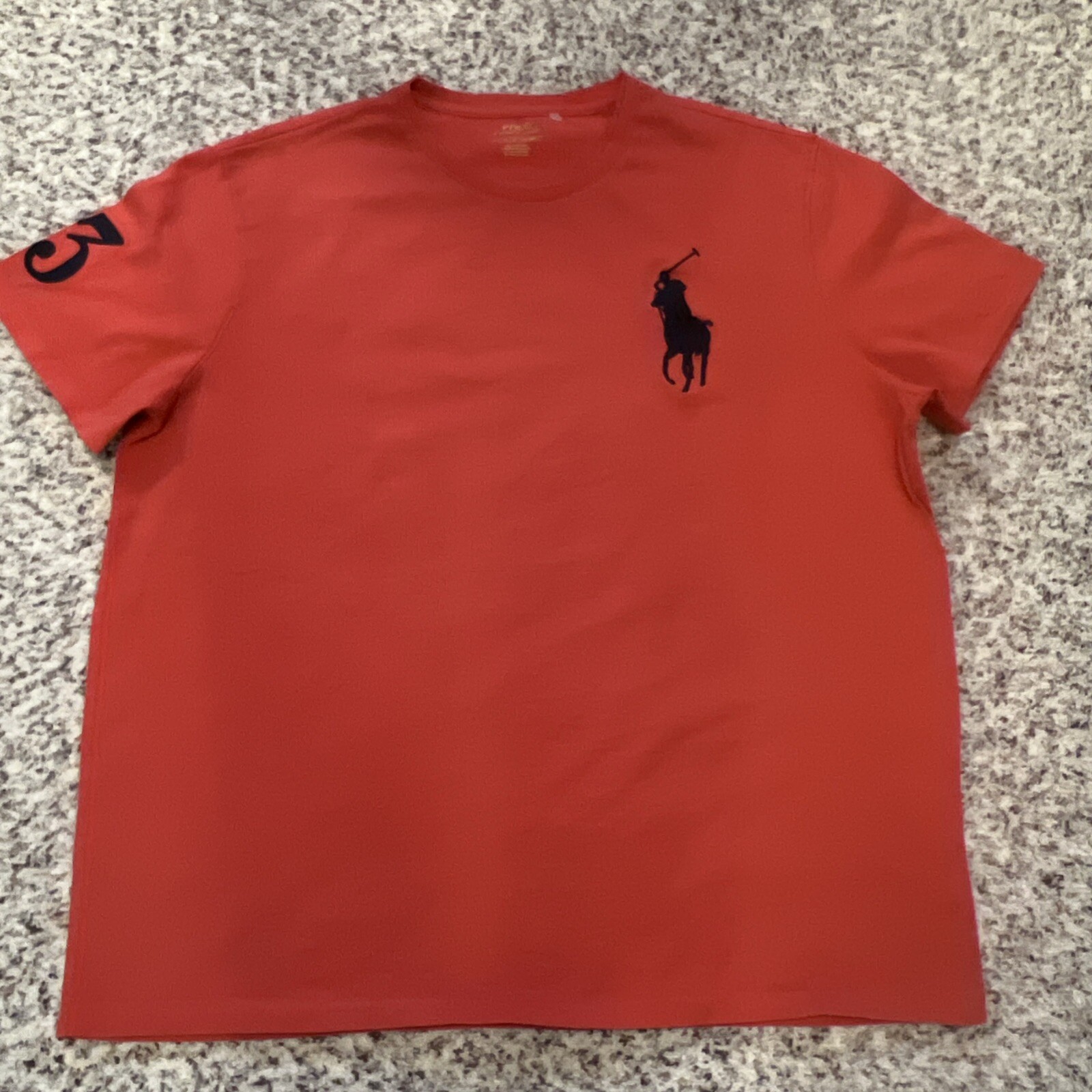 Polo Ralph Lauren Big Pony ricamata manica 3 rossa t shirt uomo taglia XL cotone