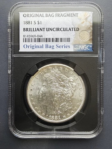 1881 S Morgan Silver Dollar NGC Brilliant Uncirculated - Original Bag Fragment