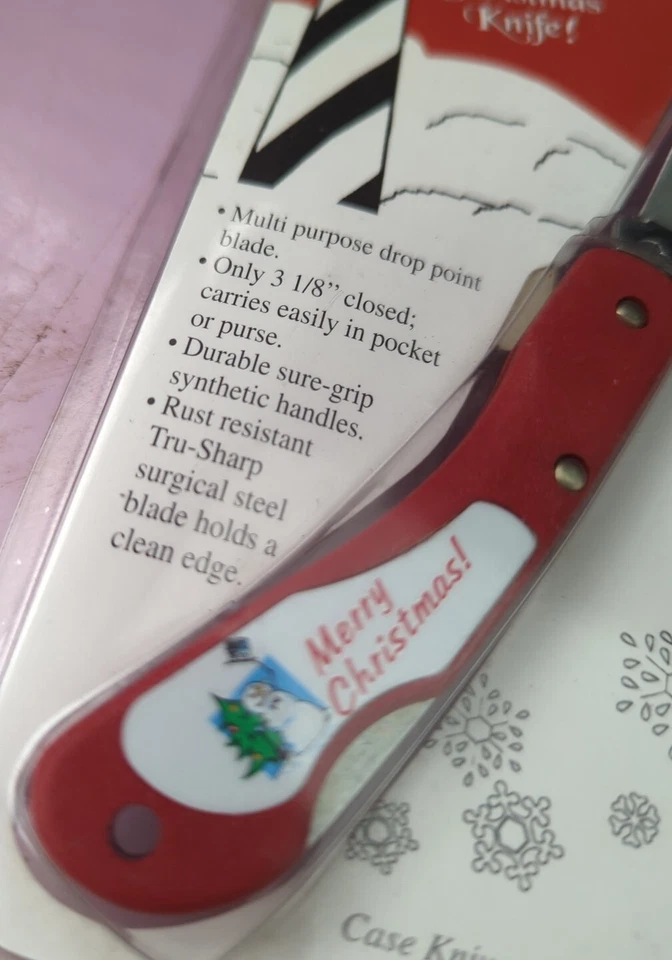 NOS RARE New Vintage Case Jack Folding Knife Merry Christmas USA Lockback - Image 4 of 4