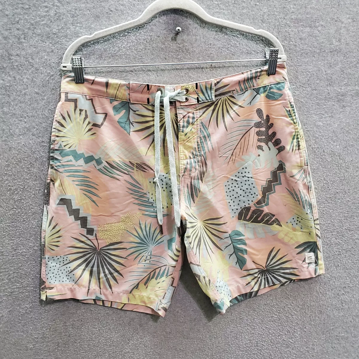Trunks Co Cotton On Men Swimwear 32 Pink Leaf Print Swim Tropical 8