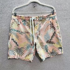 Trunks Co Cotton On Men Swimwear 32 Pink Leaf Print Swim Tropical 8" Inseam