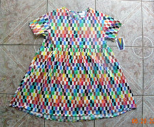 Target Kids Large 10 Short Sleeve Rainbow Checkered A-Line Dress NEW Alice Butts