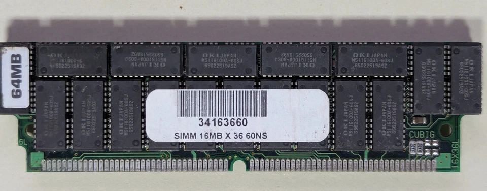Lote de (5) Cubig 64MB FPM 16Mx36 Paridad 72 pines RAM SIMM 60ns FPM Memoria PC Foto 2 de 3