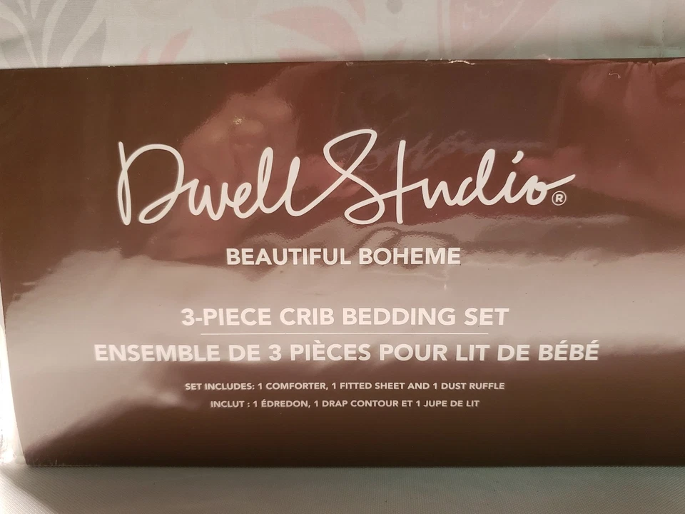 Conjunto de roupa de cama para berço Dwell Studio 3 peças chamado boêmio meninas rosa fantasia pássaros - Imagem 2 de 4