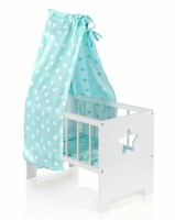 Puppenbett Mit Himmel Sternchen Aus Holz (Weiß-Mint)