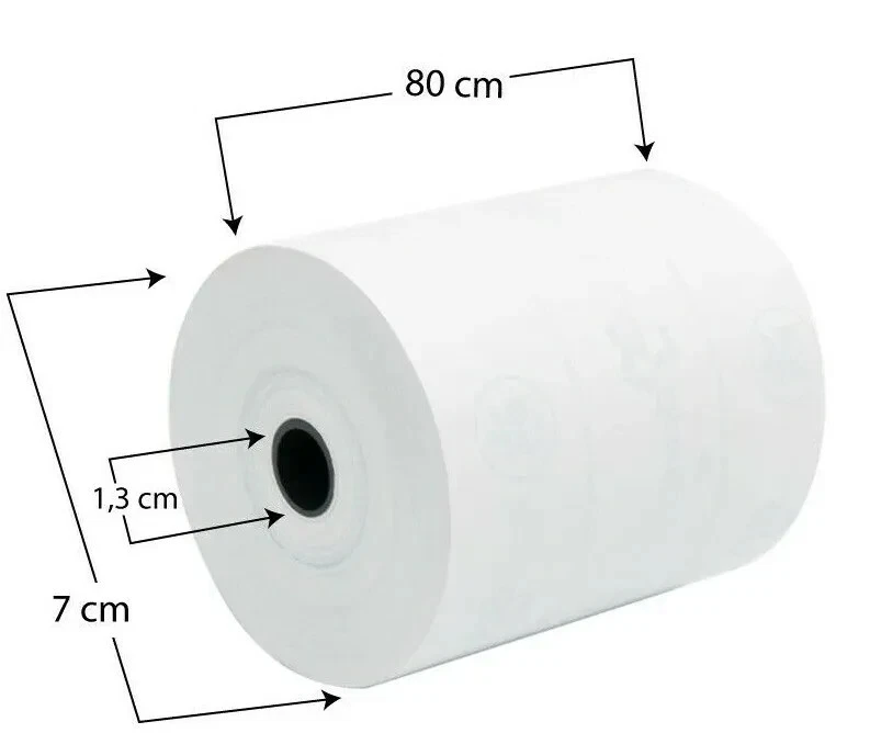 50 ROTOLI CASSA 80x80 CARTA TERMICA FORO 12 TERMICI OMOLOGATI PER REGISTRATORE - Immagine 2 di 3