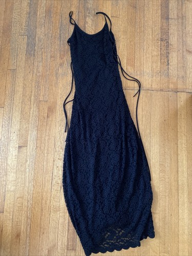 Women’s Maxi Dress With Side Lace Up Black New Size Small Sexy - Picture 3 of 4