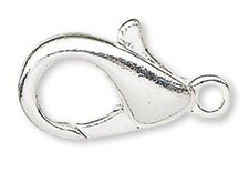 Clasp, 36 Silver Plated Brass 12x7x4mm Lobster Claw Clasps with Loop 