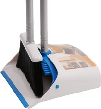 Long Handle Broom and Dustpan Set: Upright Combo for Home, Kitchen, Office, No B