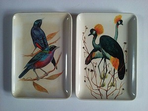 Exotic Birds Melamine Tip Trays Lot Of 2 Decorative Crafts Inc