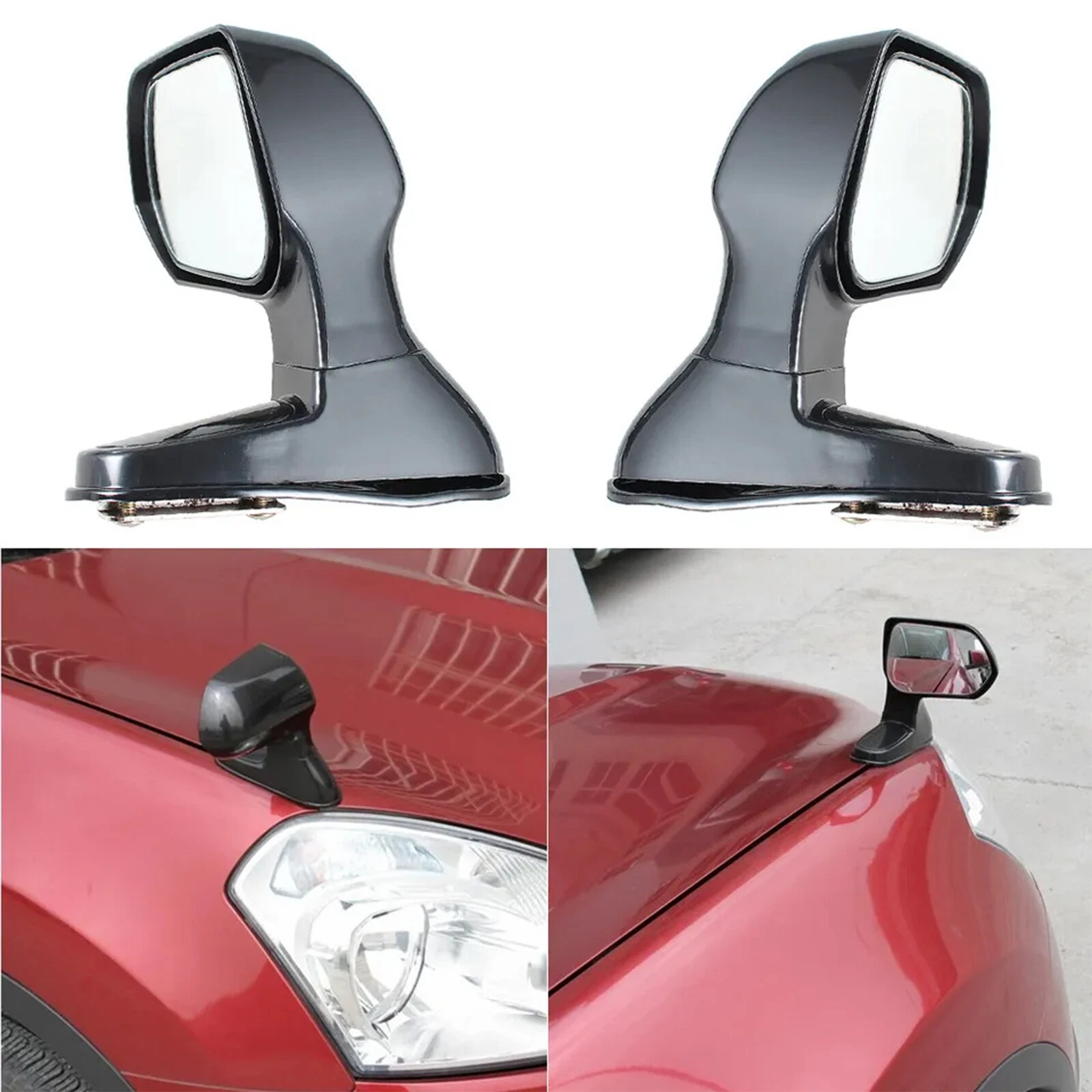 2PCS Car Hood Blind Spot SideView Flat Mirror Wide Angle Rear Mirrors Side View