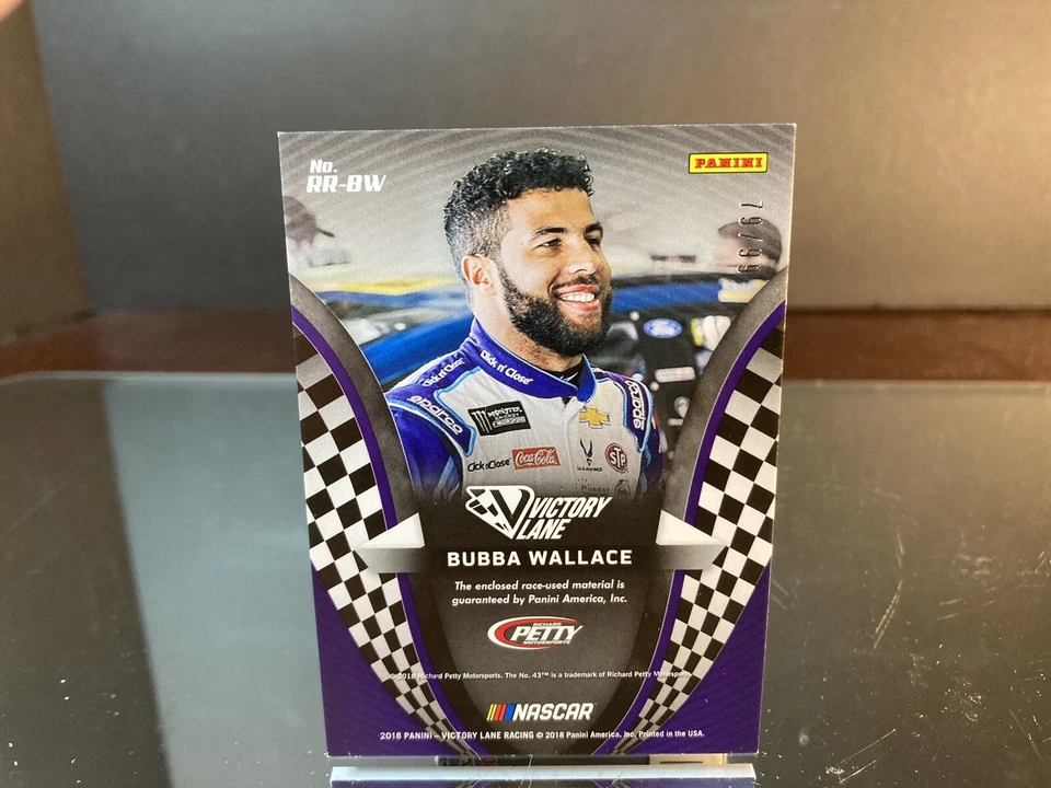 Bubba Wallace Panini Victory Race Ready Race-Used Sheetmetal 2018 Card 2 Colors - Image 2 of 3