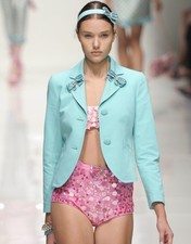 BLUGIRL BLUMARINE Aqua Sequin Embellished Hot Pants Shorts 40 4