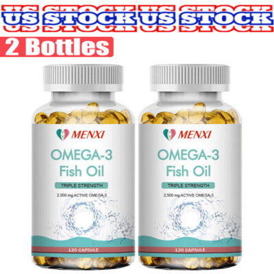 2500mg Omega 3 Fish Oil Capsules 3x Strength EPA & DHA Highest Potency 240Pills