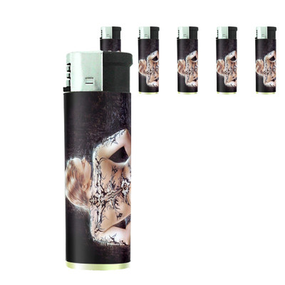 Tattoo Pin Up Girls D34 Lighters Set of 5 Electronic Refillable Butane 