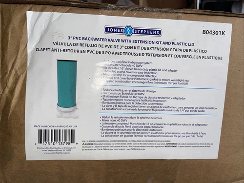 Jones Stephens B04301K 3" PVC Backwater Valve - White - Picture 2 of 6