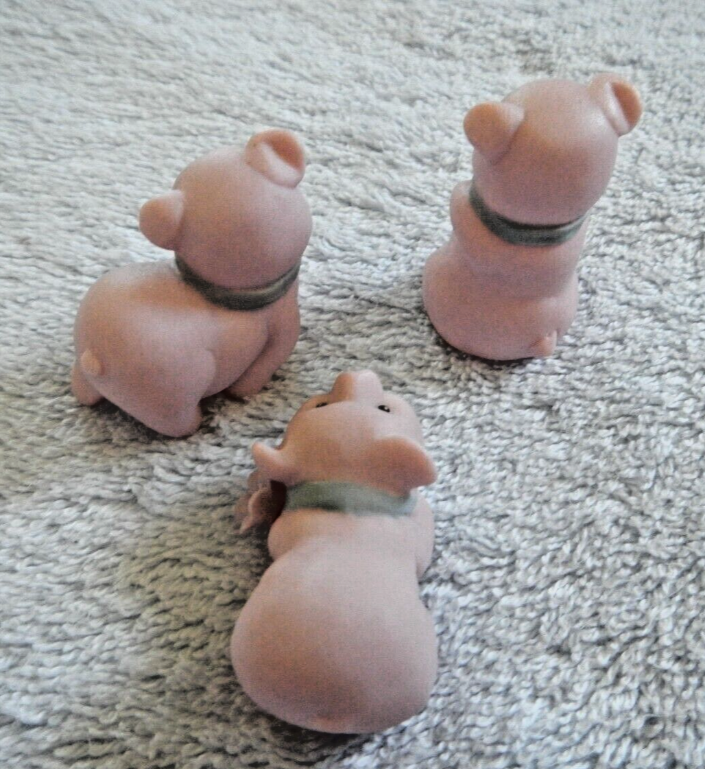 VINTAGE - 1989 - ENESCO - 3 MINIATURE PINK PIG PIGLET PIGS