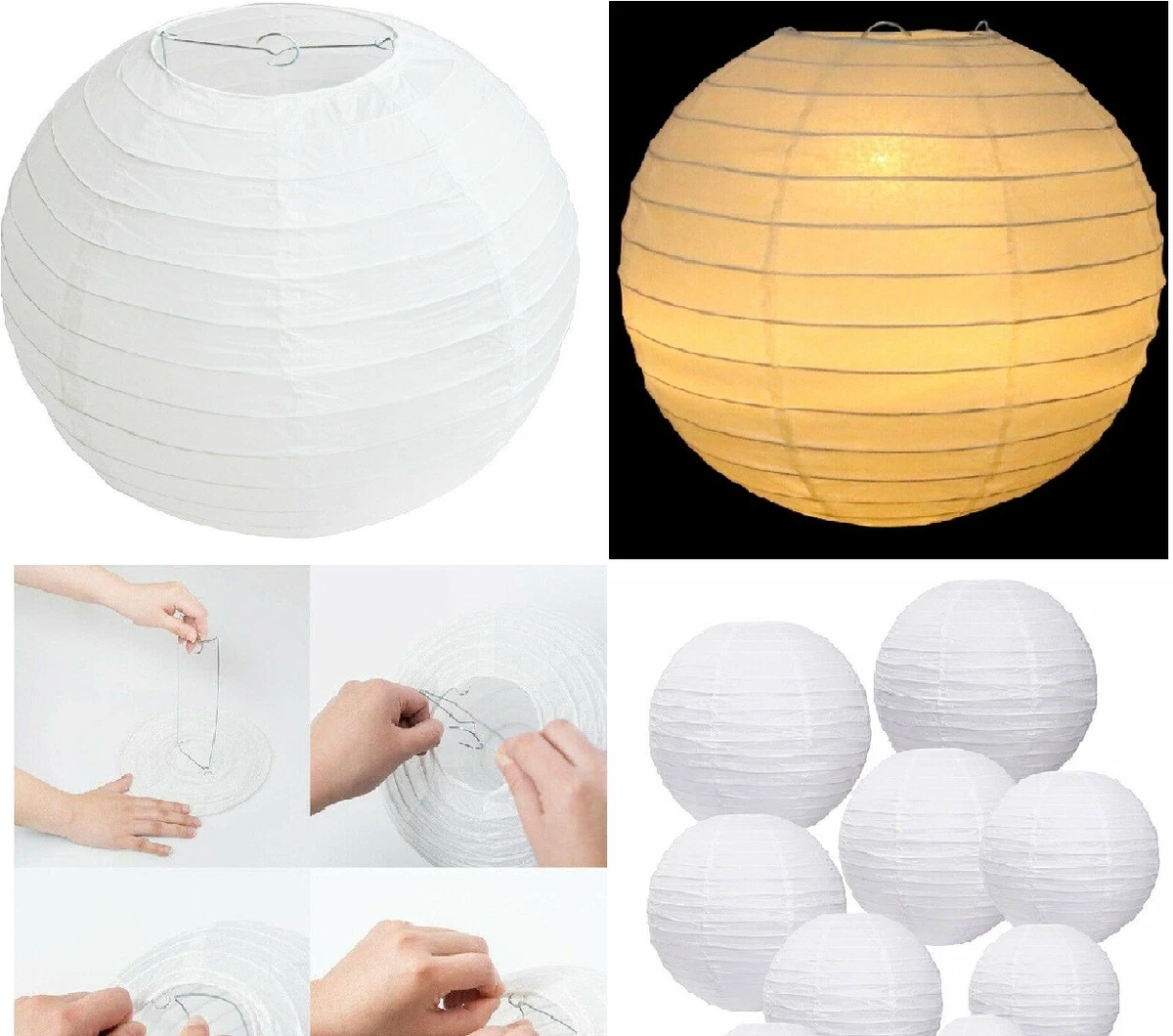 WHITE ROUND BALL PAPER LANTERN CEILING LIGHT DECORE PARTY WEDDINDS LAMP SHADE