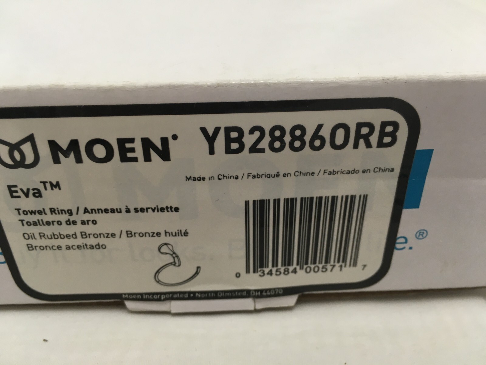 (1) NEW Moen Eva Towel Ring - OIL RUBBED BRONZE - YB2886ORB