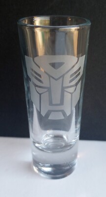 Transformers Autobots Shot Glass Etched Decal Tall 2 oz.