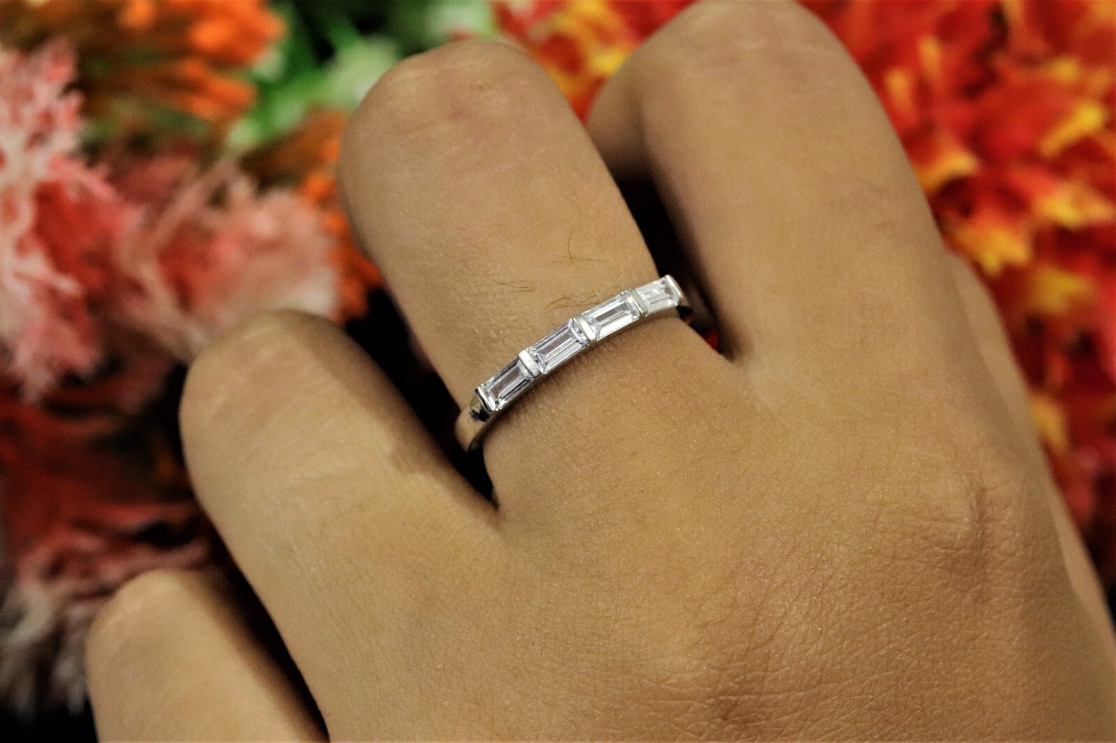 925 Sterling Silver 3-Stone Engagement Ring With Round & Baguette CZ – Size 7.25 - View #9