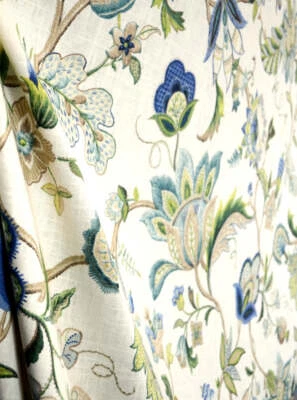 Brissac Sapphire Floral Linen Fabric - Image 1 of 3
