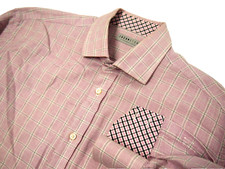 Jack Stone Thomas Dean Mens Shirt L Purple Grey Checkered Long Sleeve Button