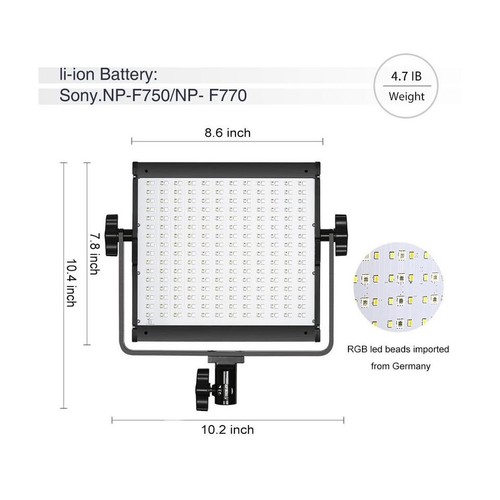 GVM 800D-RGB 40W Bi-color + RGB WiFi connected 3 Panel Light Kit - Picture 8 of 10