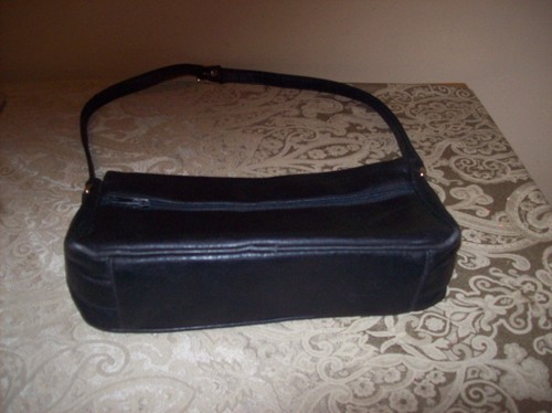 Borsa a tracolla vintage in pelle nera con tracolla regolabile 6 scomparti - Foto 5 di 6