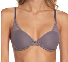 Natori 32D Highlight Mesh Covered T-Shirt Bra NWOT 711149 Gunmetal