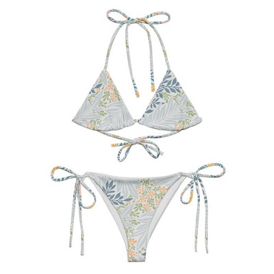 Botanical Floral Pattern Women String Bikini Swimsuit Beachwear