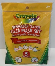 Crayola 5pcs Reusable Cloth Face Mask Set Multicolor Mesh Bag Teachers/Adults