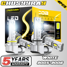 9005+9006 LED Headlights High Low Beam Bulbs Super Bright 6000K Combo Pack