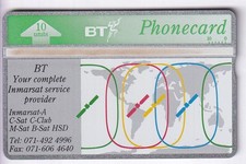 EUROPE TELECARTE / PHONECARD .. U.K 10U L&G 327C BT PRIVEE INMARSAT MINT/NEUVE