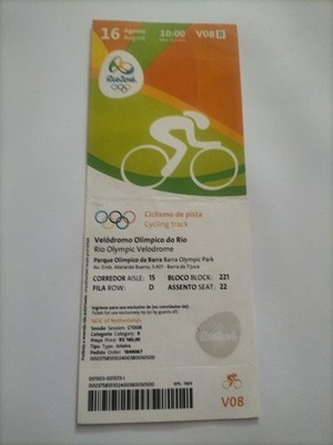Used Ticket Olympic 16.08. 2016 Rio Olympia V08 Cyling Track