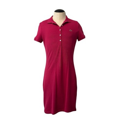 Lacoste Women's Slim Fit Stretch Piqué Polo Dress Pink Short Sleeve Size 38