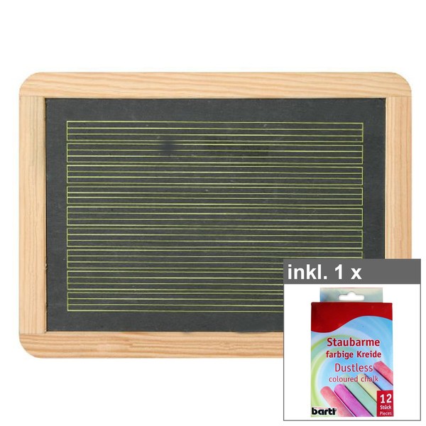 Schiefertafel Kreidetafel Mit Linien Ca 30 X 22 Cm Inkl. 12Er Set Farbige Kreide-image
