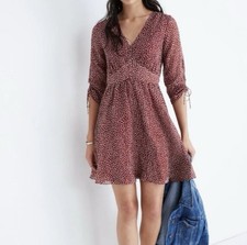 Madewell Women’s Starviolet Red Floral Mini Flowy Dress Vneck Size 4