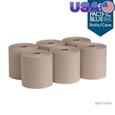 Recycled Hardwound Paper Towel Rolls 800ft 6 Count Universal Dispenser Towels US