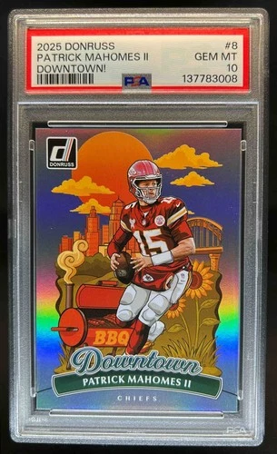 2025 Donruss Patrick Mahomes Downtown! SP #8 Chiefs PSA 10