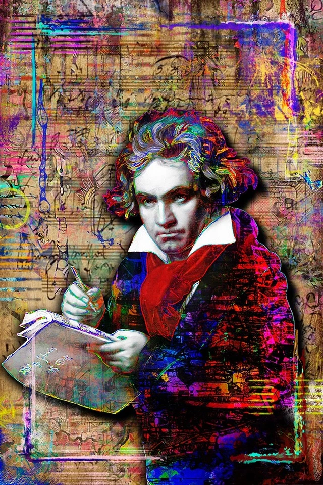 Ludwig Van Beethoven 24x36in Poster, Beethoven Tribute Pop Art Free Shipping US - Image 2 of 4