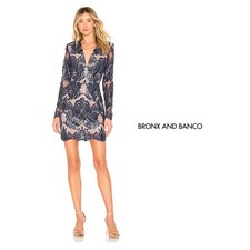 NEW Bronx and Banco Lace Opal Mini Dress in Navy & Nude US 8