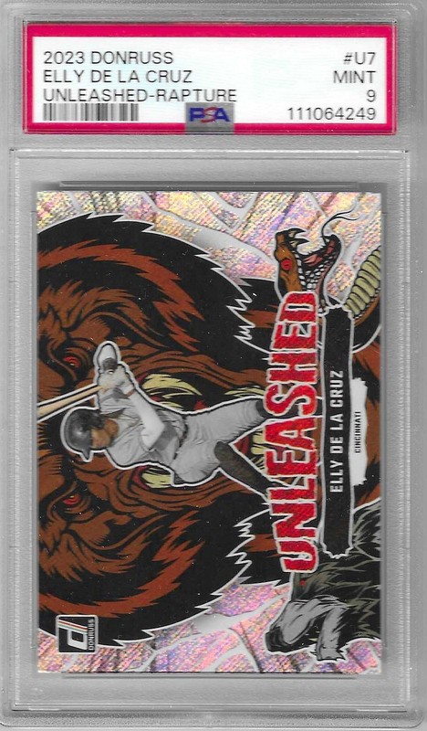 ELLY DE LA CRUZ 2023 DONRUSS UNLEASHED RAPTURE ROOKIE PSA MINT 9 CINCINNATI REDS