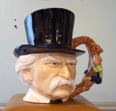 Mark Twain & Tom Sawyer Mug Artist Hand Painted Signed Fantastic Life Like Art