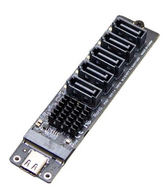 USB3.0/TYPE-C to 5x SATA3.0 6Gbps Expansion adapter JM575+JMS580 for Win/Mac OS